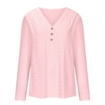 thumbnail image 4 of 2025 New Fashion Plus Size Women's Loose Casual Solid Color V-neck Button Long Sleeved Top, 4 of 6