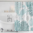 thumbnail image 3 of Xipuska Teal Green Crab Coastal Shower Curtain - Water Repellent Fabric Shower Curtains Washable, Summer Coral Nautical Decorative Polyester Cloth Bathroom Curtains Modern Bath Decor 36"x72", 3 of 6