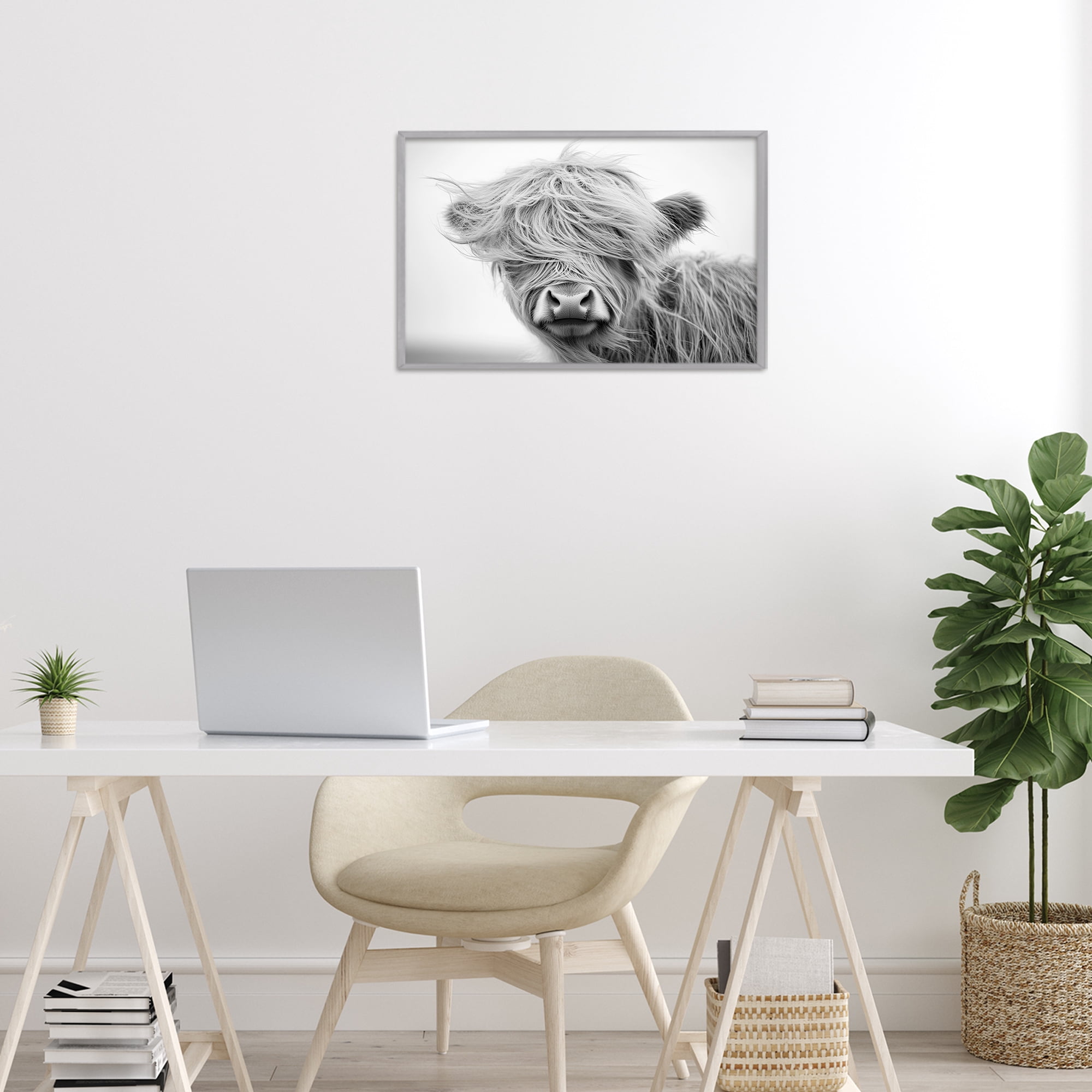 Stupell Industries Easy Breezy Cattle Gray Framed Giclee Art, design by Tina LeCour