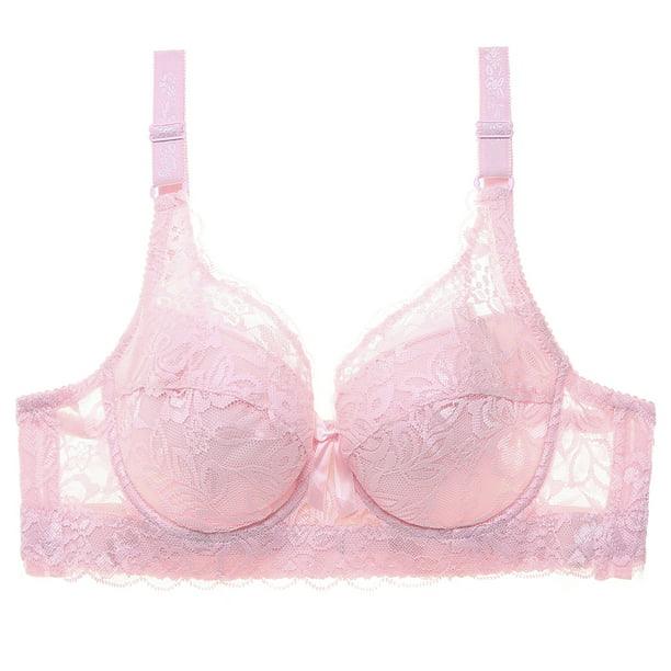 Grofry - Grofry Plus Size Solid Color Floral Lace Sexy Bra Underwired Brassiere&nbsp;Underwear Pink 34/75 - Walmart.com - Walmart.com