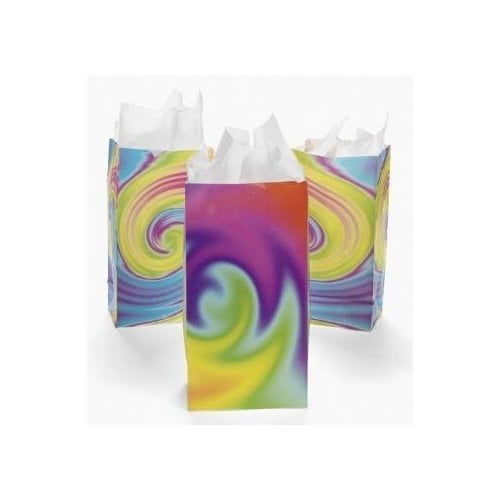 Tie Dye Paper Bags - Party Supplies - 12 Pieces