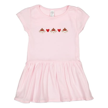 

Inktastic Sock Monkey Heart Border Gift Toddler Girl Dress