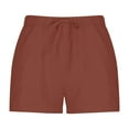 thumbnail image 5 of Women’s Shorts Linen 7" Inseam Drawstring Mid-Rise Mid-Length Stretchy Shorts Y2k Tall Biking Bermuda Shorts with Pockets Orange M, 5 of 6