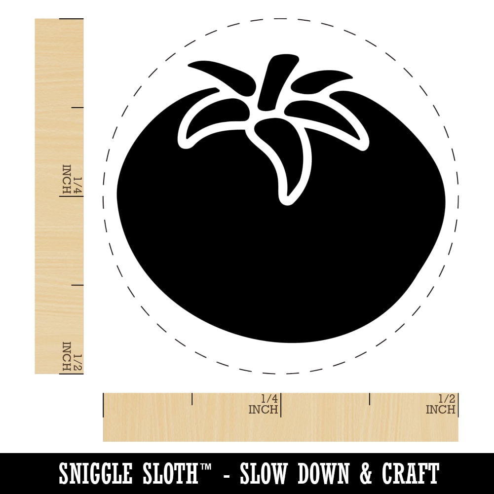 Tomato Garden Fruit Self-Inking Rubber Stamp Ink Stamper - Blue Ink - Mini 1/2 Inch