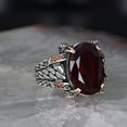 thumbnail image 3 of Roarsilver Zircon Ring-925k Unisex Silver Jewelry-Vintage Gemstone Ring-Gift for Him and Her-925k Turkish Handmade Sterling Silver Red Zircon Ring | 9, 3 of 5