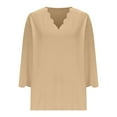 thumbnail image 5 of FAIWAD Womens Tops 3/4 Sleeve Scalloped V Neck Dressy Pullover Trendy Casual Party Daily Blouses, 5 of 6