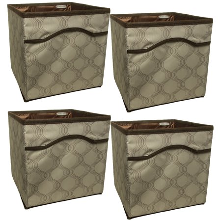 Rubbermaid Folding - 4 Pack Rubbermaid Collapsible Beige Canvas Basket Storage Containers Cubes Bins Folding Set