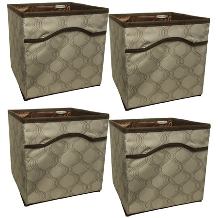 4 Pack Rubbermaid Collapsible Beige Canvas Basket Storage Containers Cubes Bins Folding