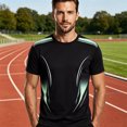 thumbnail image 2 of FINALGANG Mens Crew Neck Short Sleeve Gradient Print Athletic TShirt For Gym Training Outdoor Running Daily Sports Activities Black3 XXXXL, 2 of 4