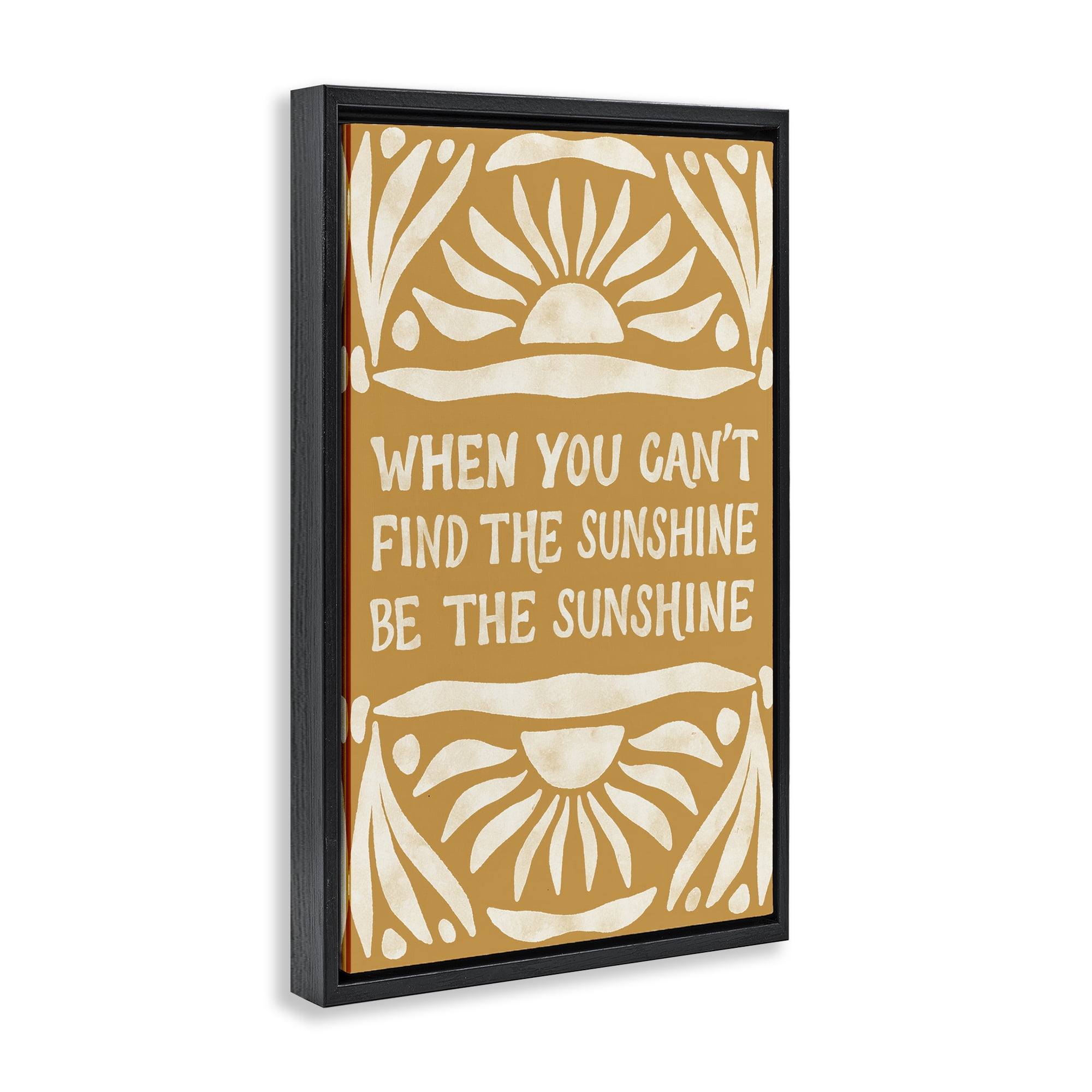 Stupell Industries Boho Be The Sunshine Text & Numbers Painting Black Floater Framed Canvas Art Print Wall Art, 21 x 31