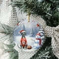 thumbnail image 3 of Hello Winter Great Dane Football Snowman Welcome Snowy Morning Ceramic Round Ornament Danes Dog Lover Gifts Home Tree Decor - 01012, 3 of 5