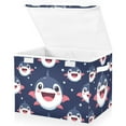 thumbnail image 2 of Cute Shark on Dark Large Storage Bins with Linen Collapsible Lid Storage Box 16.7 x 12.6 x 11.8in, 2 of 7