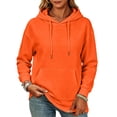 thumbnail image 2 of Women's Pullover Hoodie, Soft Hooded Sweatshirt with Pocket, Casual Loose Warm Tops Saffron 2XL, 2 of 4