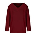 thumbnail image 3 of Taqqpue Womens Plus Size V-Neck Knit Sweater Oversized Pullover Sweater Long Sleeve Solid Color Loose T-Shirt Blouse Taqqpue Womens Sweater Tops Christmas Gifts for Women, 3 of 7
