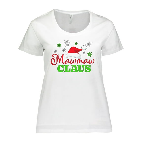 Inktastic Mawmaw Claus with Christmas Santa Hat and Snowflakes Women's Plus Size T-Shirt