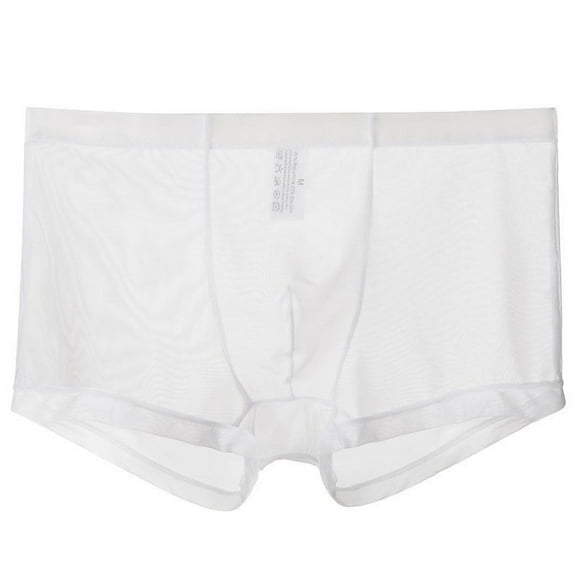Alkepwun Mens Underwear Ice Silk Sexy Mesh Ultra-thin Breathable Boxer Briefs Shorts Underwear Soft Sheer Bulge Pouch Boxer Shorts Valentines Boxers Pack Set Solid Color Moisture Wicking Underpants