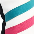 thumbnail image 6 of Majek Golf Vintage Headcovers White Seafoam Teal Pink Stripe Premium Retro Leather Style 5 & H Fairway and Hybrid Head Covers Fits All Modern Metal Woods and Hybrids Custom Designs Made in California, 6 of 9