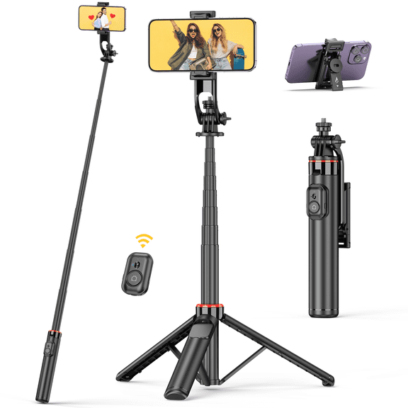 SelfieShow Phone Tripod, 51'' Extendable Tripod for iPhone with Remote & Phone Stand, Compatible with iPhone/Android/Video Recording/Vlog