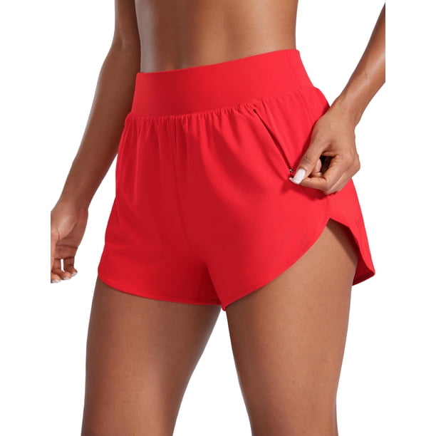 Shorts CRZ YOGA Dolphin 7.5 cm de tiro alto, secado rápido, color rojo L