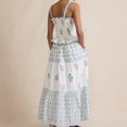 thumbnail image 4 of Dresses Plus Size Bohemian Floral Sunflower Sleeveless Ruffled A Line Spaghetti Strap Swing Summer Dress Plus Size White XL, 4 of 7