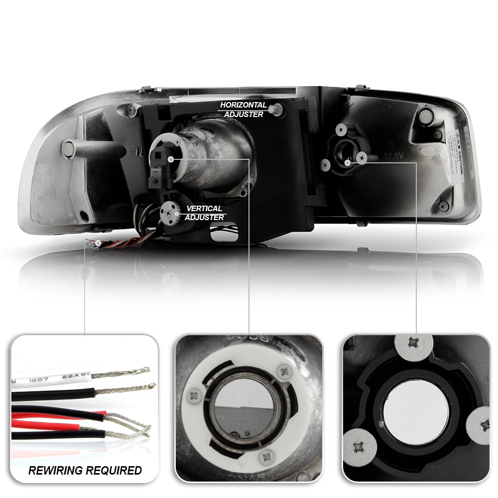 1999-2006 GMC Sierra Yukon Denali LED Halo Black Projector Headlights Headlamps