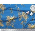 thumbnail image 2 of Soimoi Blue Cotton Poplin Fabric Black Berry & Yellow Sparrow Bird Print Fabric by the Yard 42 Inch Wide, 2 of 3
