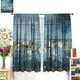 thumbnail image 2 of Rustic Kitchen Curtains Vintage Blue Wooden Board Daisy Flower Bottle Farmhouse Bedroom Living Room Blackout Rod Pocket Decoration Window Drapes 2 Panels W21xL63in W42xL84in, 2 of 6