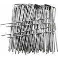 thumbnail image 1 of 50 estacas de jardín en forma de U de 150 mm x 30 mm, estacas de seguridad de acero galvanizado para tela de mantillo, grapas de jardín para lona de control de malezas - Antióxido, 1 of 5