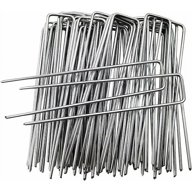50 estacas de jardín en forma de U de 150 mm x 30 mm, estacas de seguridad de acero galvanizado para tela de mantillo, grapas de jardín para lona de control de malezas - Antióxido