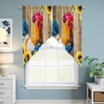 thumbnail image 6 of Farmhouse Rooster Kitchen Window Curtains, Swag Curtains Valance for Bedroom Living Room Bathroom, Retro Botanical Sunflower Floral Wood Rod Pocket Window Curtain Block Drapes 2 Panels 28"x36", 6 of 9
