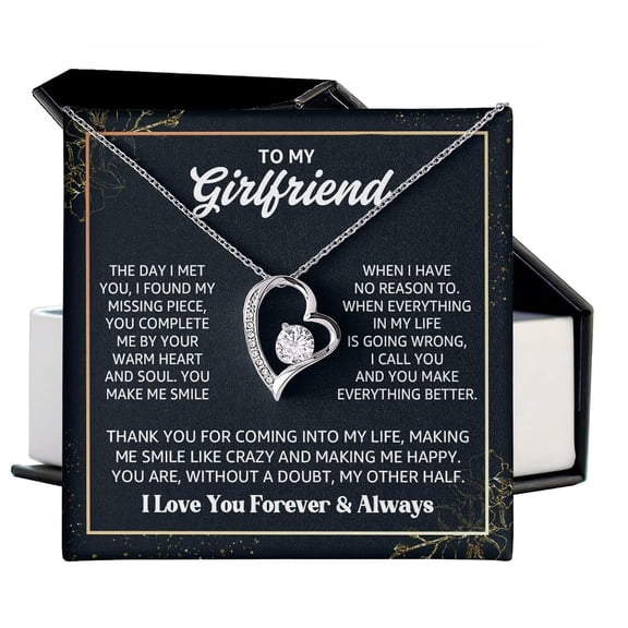 To My Girlfriend Forever Love Necklace With Heartfelt MessageBox, Girlfriend Necklace From Boyfriend On Graduation, Birthday, Wedding, Anniversary, Valentine'S Day #2061, White Forever Love Necklace