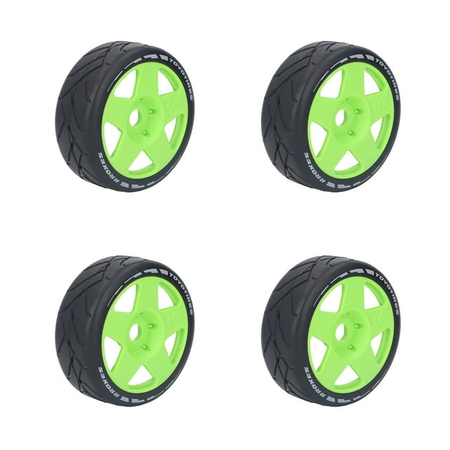 4 ruedas RC GT 1/8 de agarre fuerte, resistentes al desgaste y con adaptador de 17 mm, color verde.