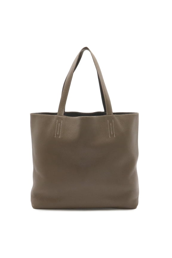 Pre-Owned HERMES Double Sens 36 Tote Bag Shoulder Reversible Taurillon Clemence Leather Etoupe...
