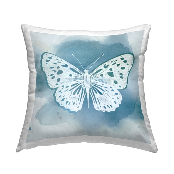 Stupell Industries Modern Blue Butterfly Square Decorative Printed Throw Pillow, 18 x 18