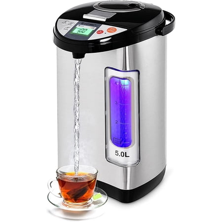 Instant Electric Hot Water Boiler and Warmer, 5-Liter LCD Water Pot with 5 Stage Temperature Settings, Safety Lock to Prevent Spillage, Stainless Steel Hot Water Dispenser