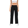 thumbnail image 4 of Ndbuld Cargo Pants Ladies' Casual Loose Wide Leg High Waist Pocket Work Pants Straight Leg Pants,L,Black, 4 of 5