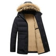 thumbnail image 5 of Fjofpr Mens Winter Coats Clearance Sale Mens Winter Coats with Hood Fur Men Hooded Long Sleeve Zipper Solid Furry Padded Jacket Added Wool Warm Winter Coat, 5 of 8