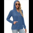 thumbnail image 4 of Sudadera con Capucha de Moda para Mujer, de Larga y Cuello en V, Informal, para Otoño e Invierno. Azul XXL, 4 of 7