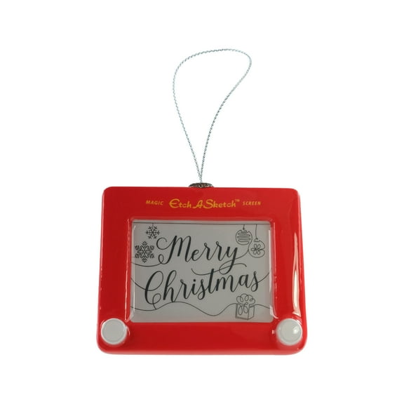 Etch A Sketch Christmas Ornament, 3 inches Tall, Red, Plastic, By Ruz