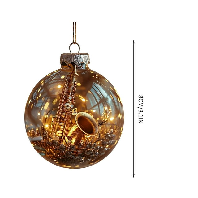 Christmas Tree Ornament Musical Note Acrylic Decoration With Satin Hanging Ribbon 1 pc