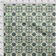 thumbnail image 3 of oneOone Cotton Jersey Teal Green Fabric Floral & Tiles Moroccan Sewing Craft Projects Fabric Prints By Yard 58 Inch Wide, 3 of 4