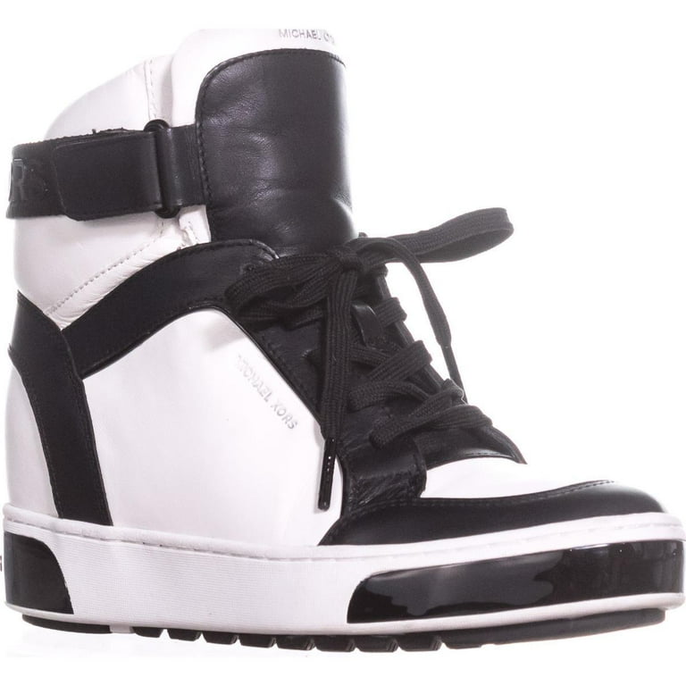 Womens MICHAEL Michael Kors Pia High Top Fashion Sneakers Optic White Black