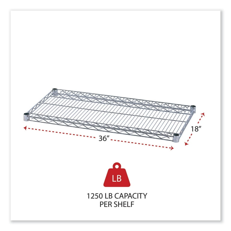 Industrial Wire Shelving Extra Wire Shelves, 36w x 18d, Silver, 2 Shelves/Carton Industrial Wire Shelving Extra Wire Shelves, 36w x 18d, Silver, 2 Shelves/Carton