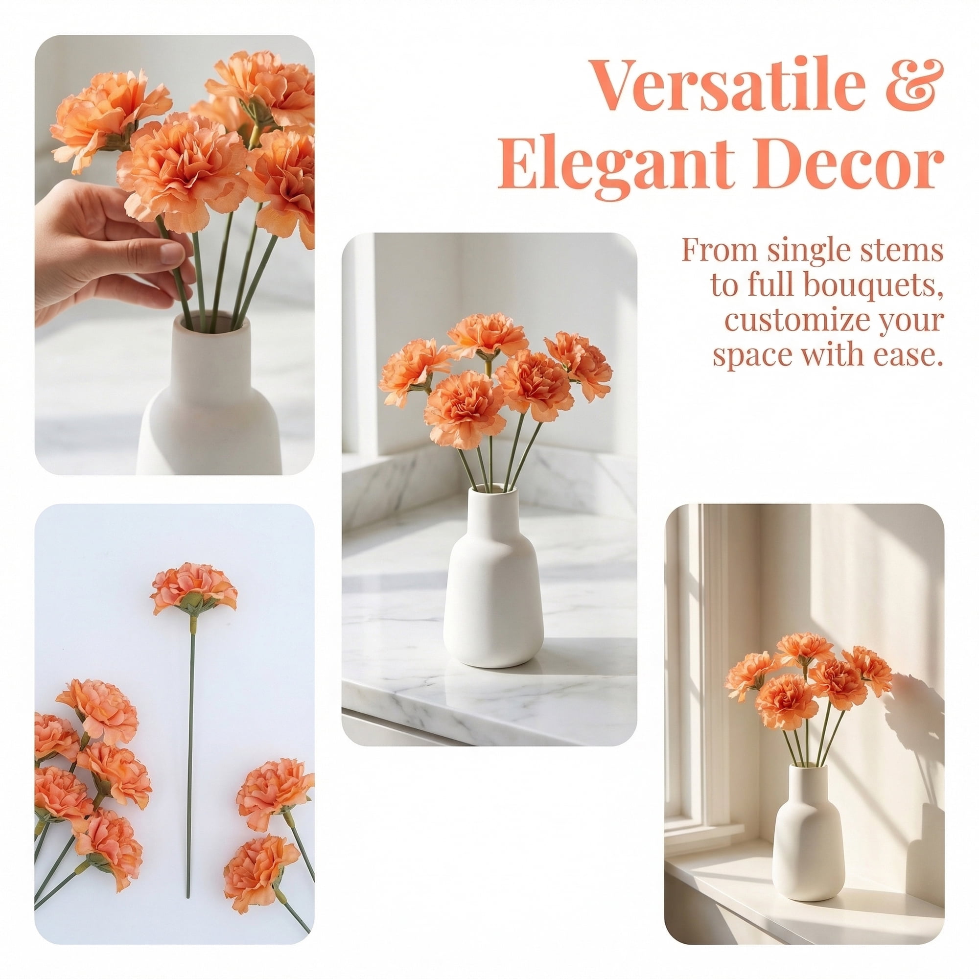Unique Bargains Artificial Chrysanthemum Silk Mums Bouquets Orange 7.1inch