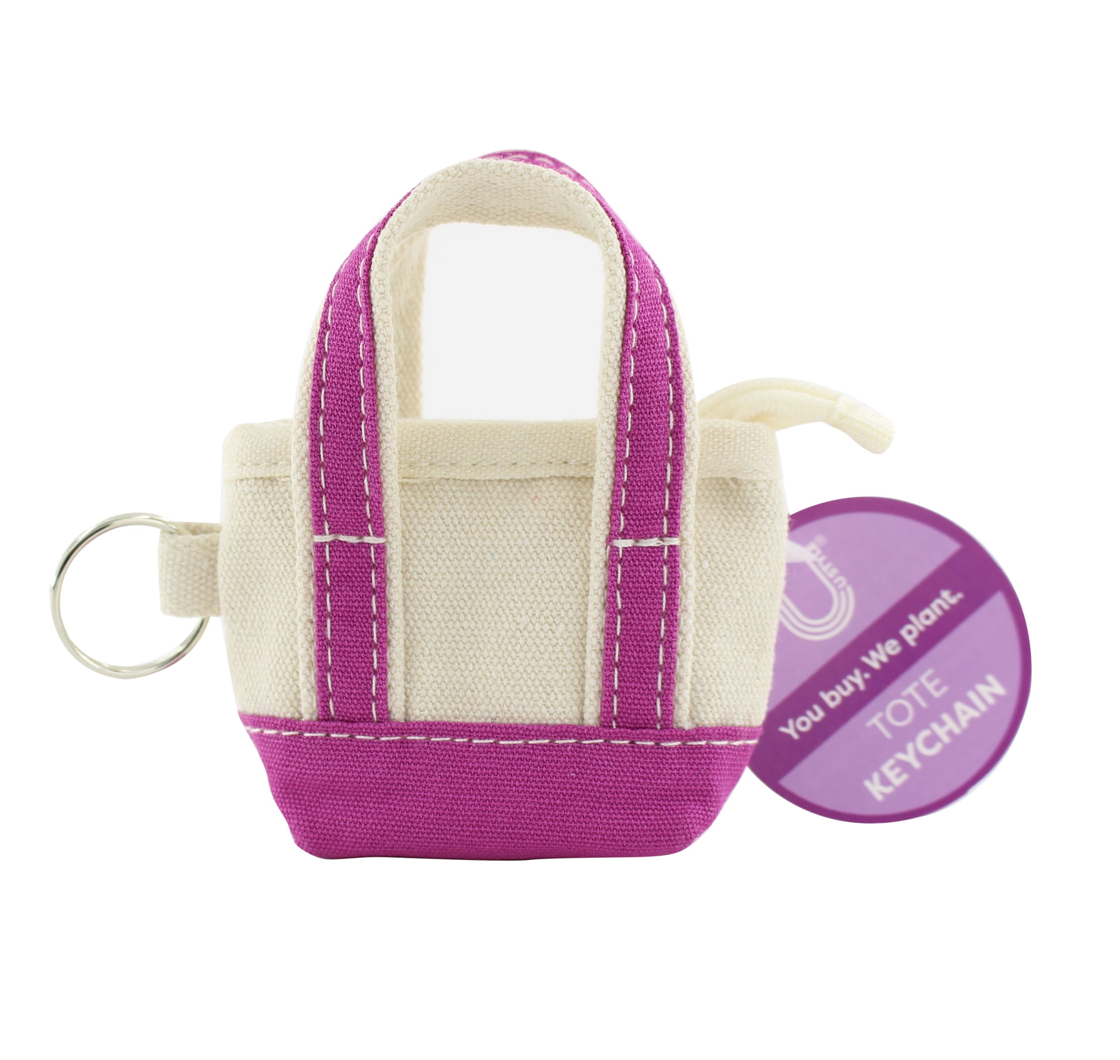 U Style Mini Canvas Tote Keychain in Vibrant Pink