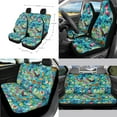 thumbnail image 2 of Renewold Butterfly Tie-Dye Teal 14 Pack Car Seat Cover Set with Steering Wheel Seat Belt Strap Gear Shift Knob Cover Set Garbage Bin Armrest Pad Rearview Mirror Coasters Universal Fit SUV Sedans, 2 of 7