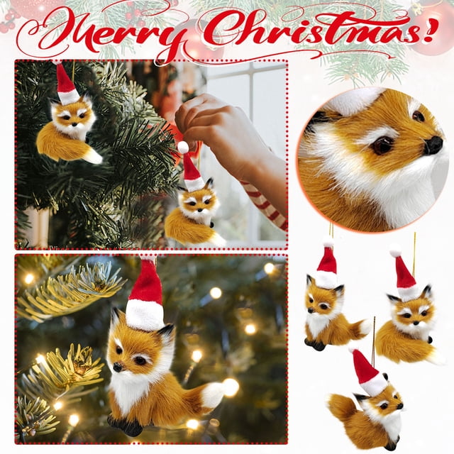 Fiudx Colgante Navideño de Zorritos, Artesanía Realista de Lana Artificial, Tamaño Pequeño, Ideal para Decoración Del Hogar, Regalo Navideño, Adorno para Coche o Habitación, 6 X 6 X 7 Cm, Bonita Figu