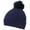 Navy, variant on Quality Rib Knit Solid Color Cuffed Hat W/Pom Pom - Navy