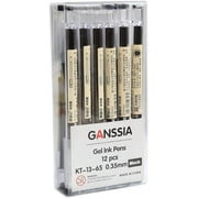 GANSSIA 0.35mm Gel Ink pen Black Ink Extra-fine Gel Ink Pens Ballpoint pen Office School Stationery Supply Pack of 12 Pcs