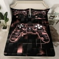 thumbnail image 2 of Manfei Game Console Twin Sheet Sets,Gamer Gaming Twin Fitted Sheet,Pink Black Buffalo Flat Sheet,Breathable Bedroom Decorative,3 Pieces, 2 of 7